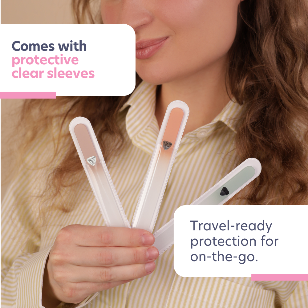 3-Pack Czech Glass Nail Files in Sleeves