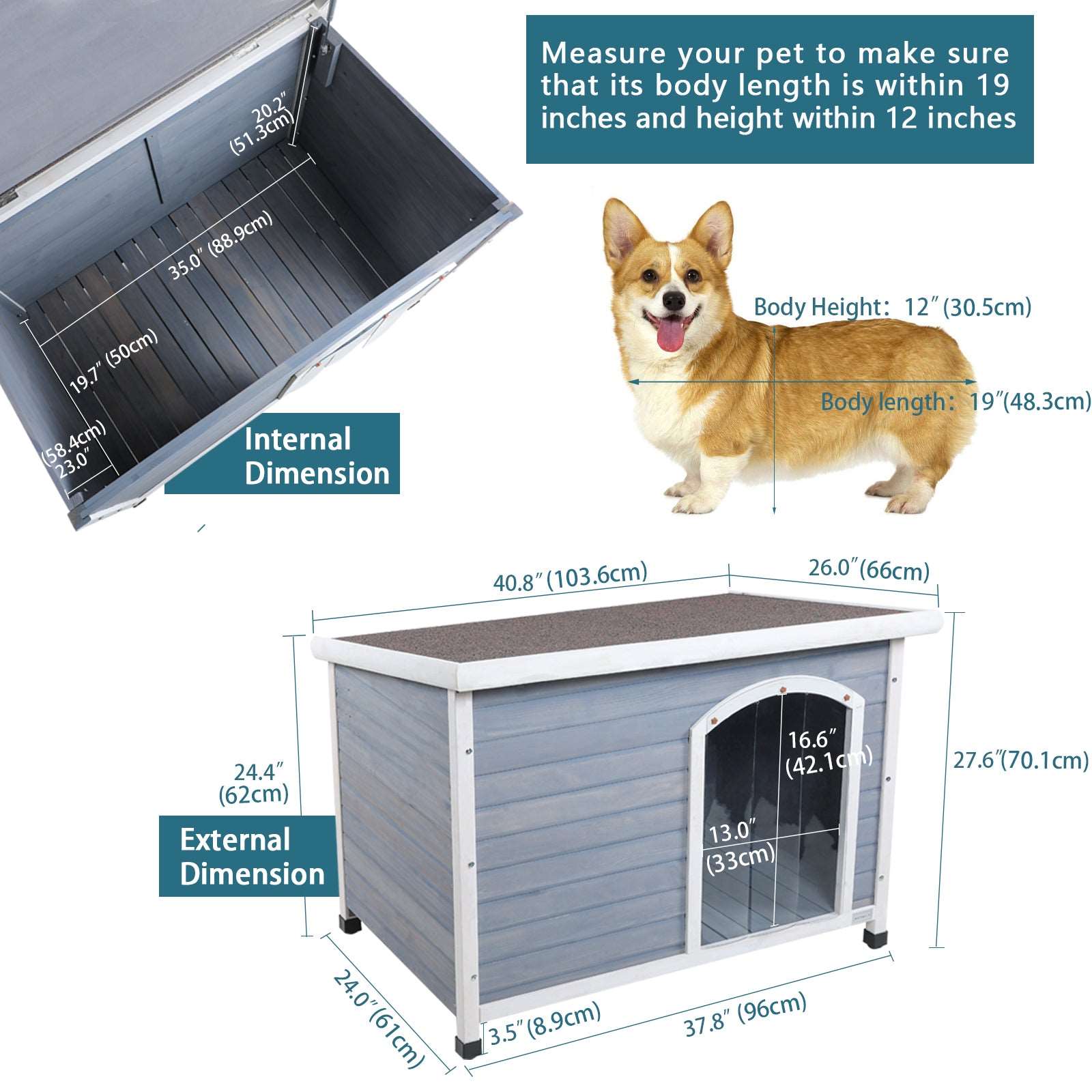 PETSFIT Outdoor Wooden Dog House