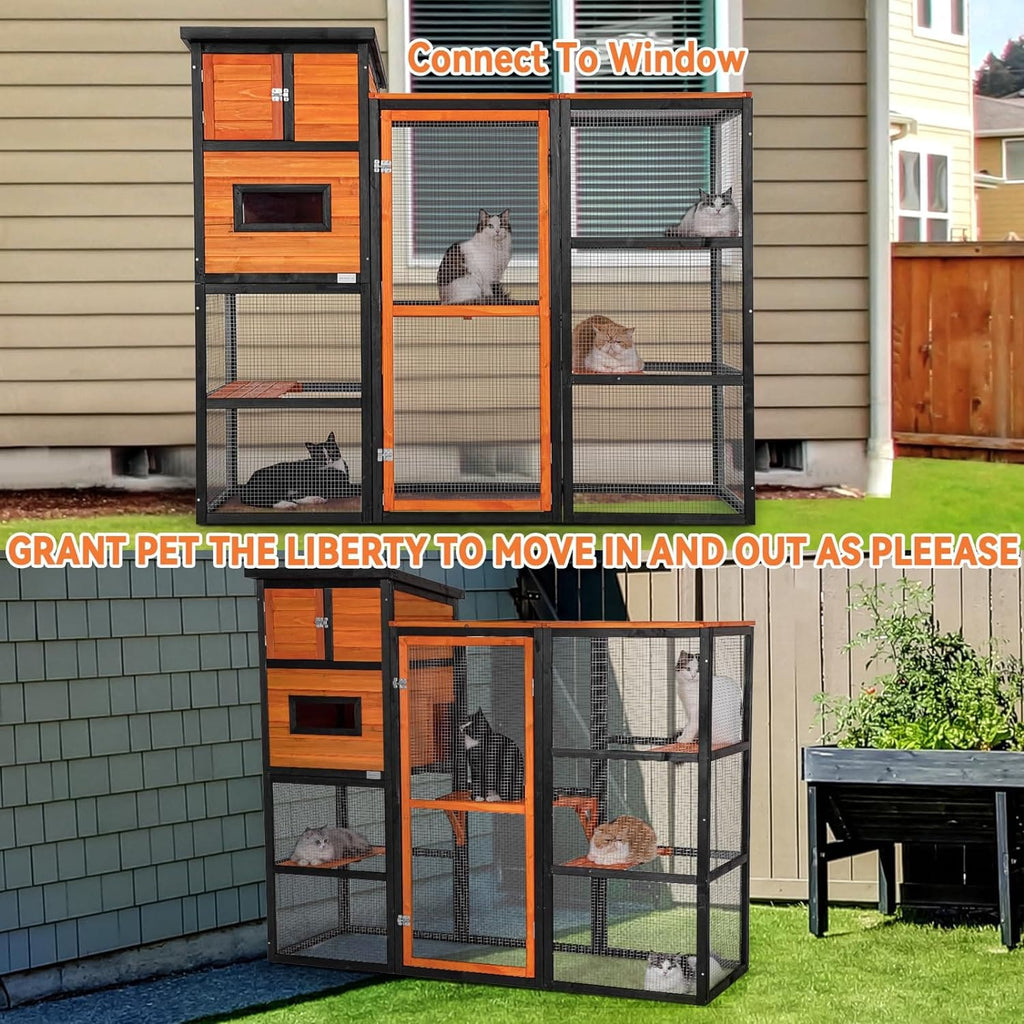 PETSFIT Outdoor Wooden Chicken Coop Hen House Ramps Run Nesting Box 4 Access