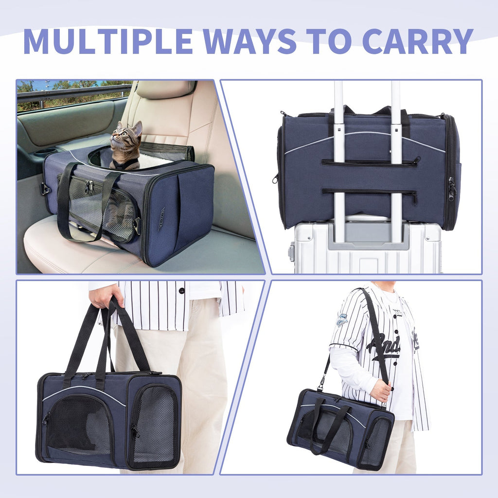 PETSFIT Two-Way Placement Dog Carrier Airline Approved Small Animals Carriers for Kittens