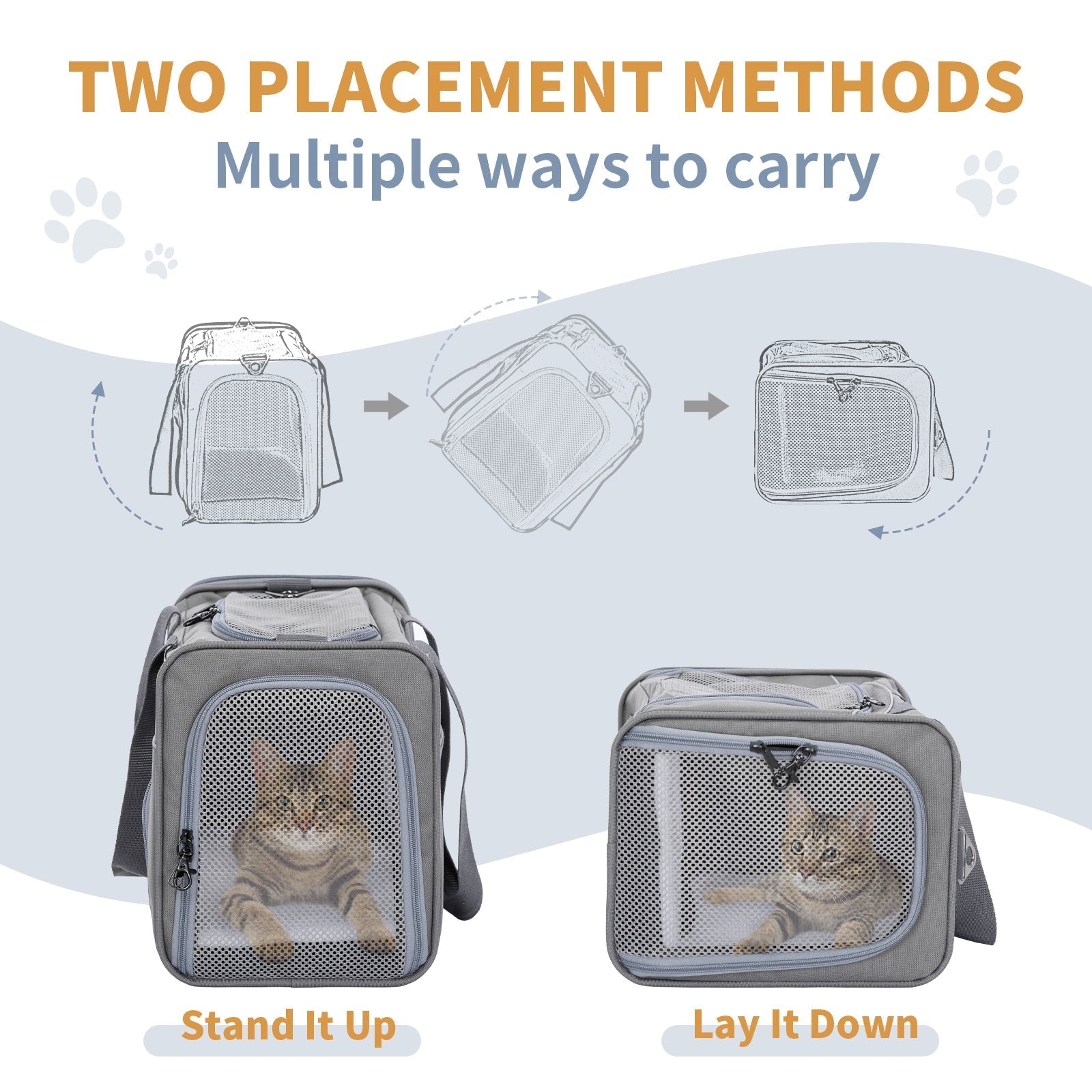 PETSFIT Two-Way Placement Dog Carrier Airline Approved Small Animals Carriers for Kittens