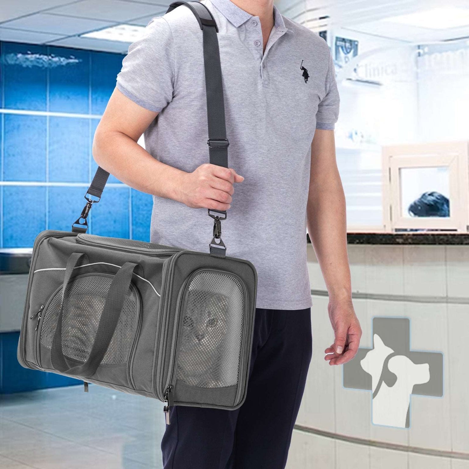 PETSFIT Two-Way Placement Dog Carrier Airline Approved Small Animals Carriers for Kittens