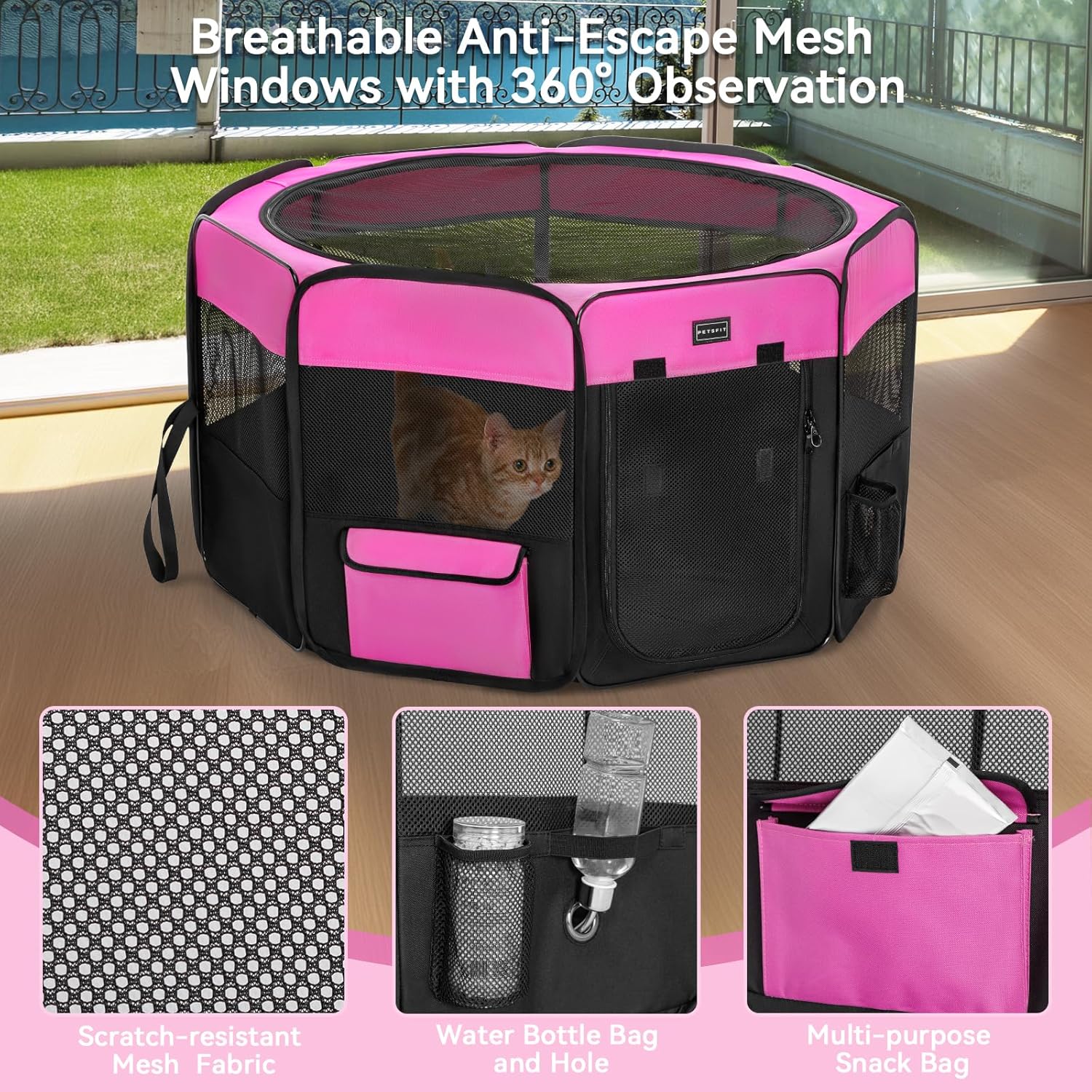 PETSFIT Indoor Outdoor Travel  Pet Playpen