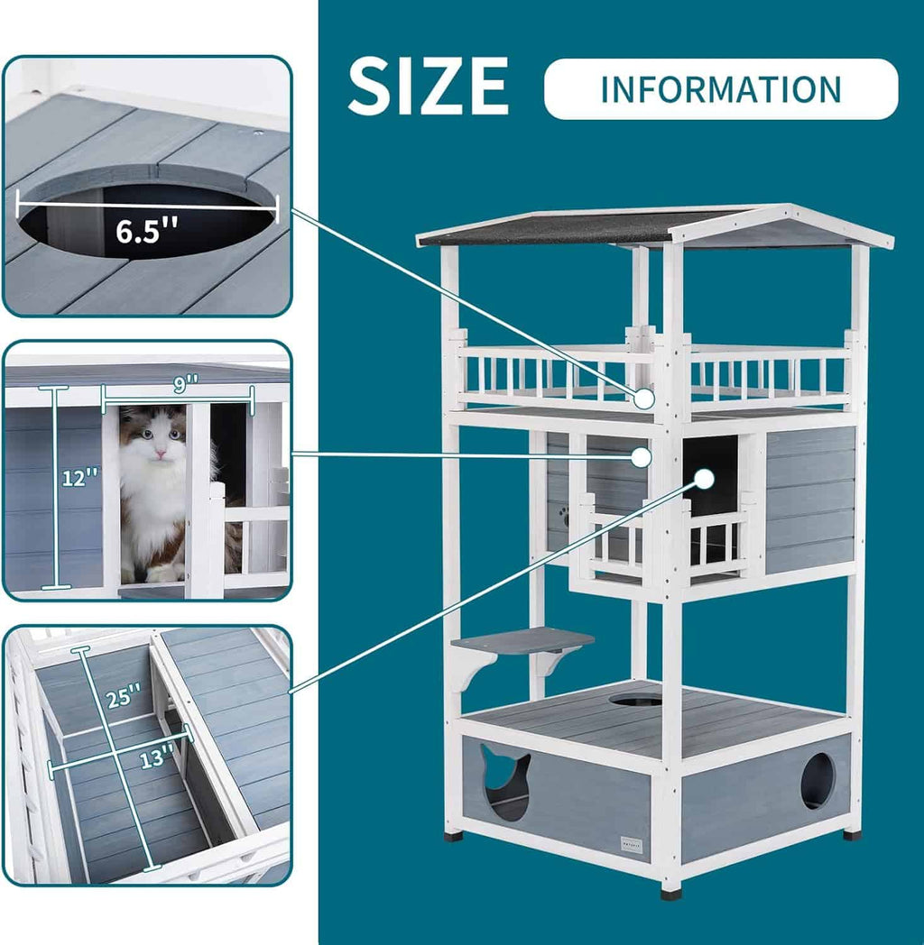 PETSFIT Outdoor Cat House Cat Tree Cat Condo Cat Shelter