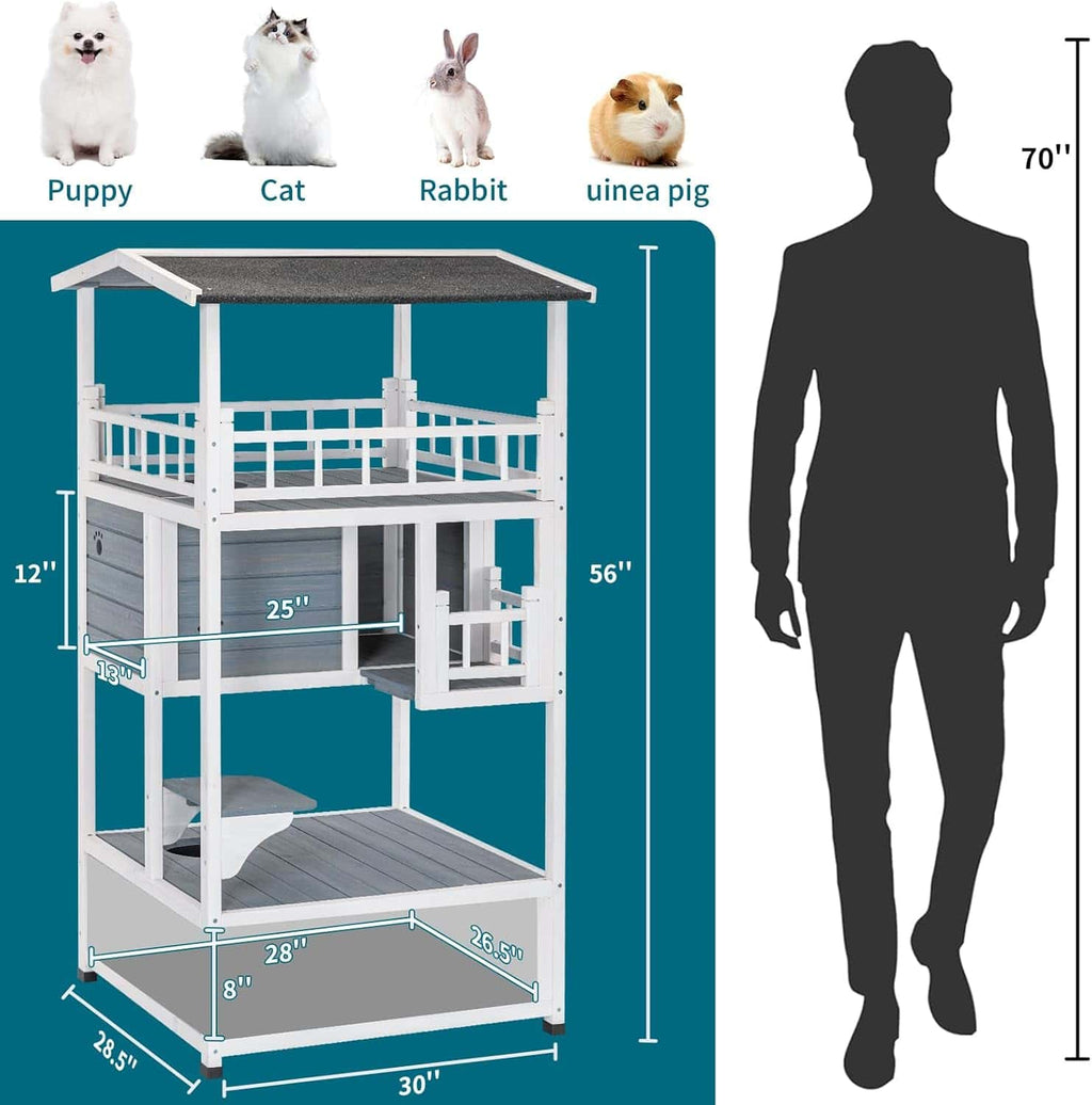PETSFIT Outdoor Cat House Cat Tree Cat Condo Cat Shelter