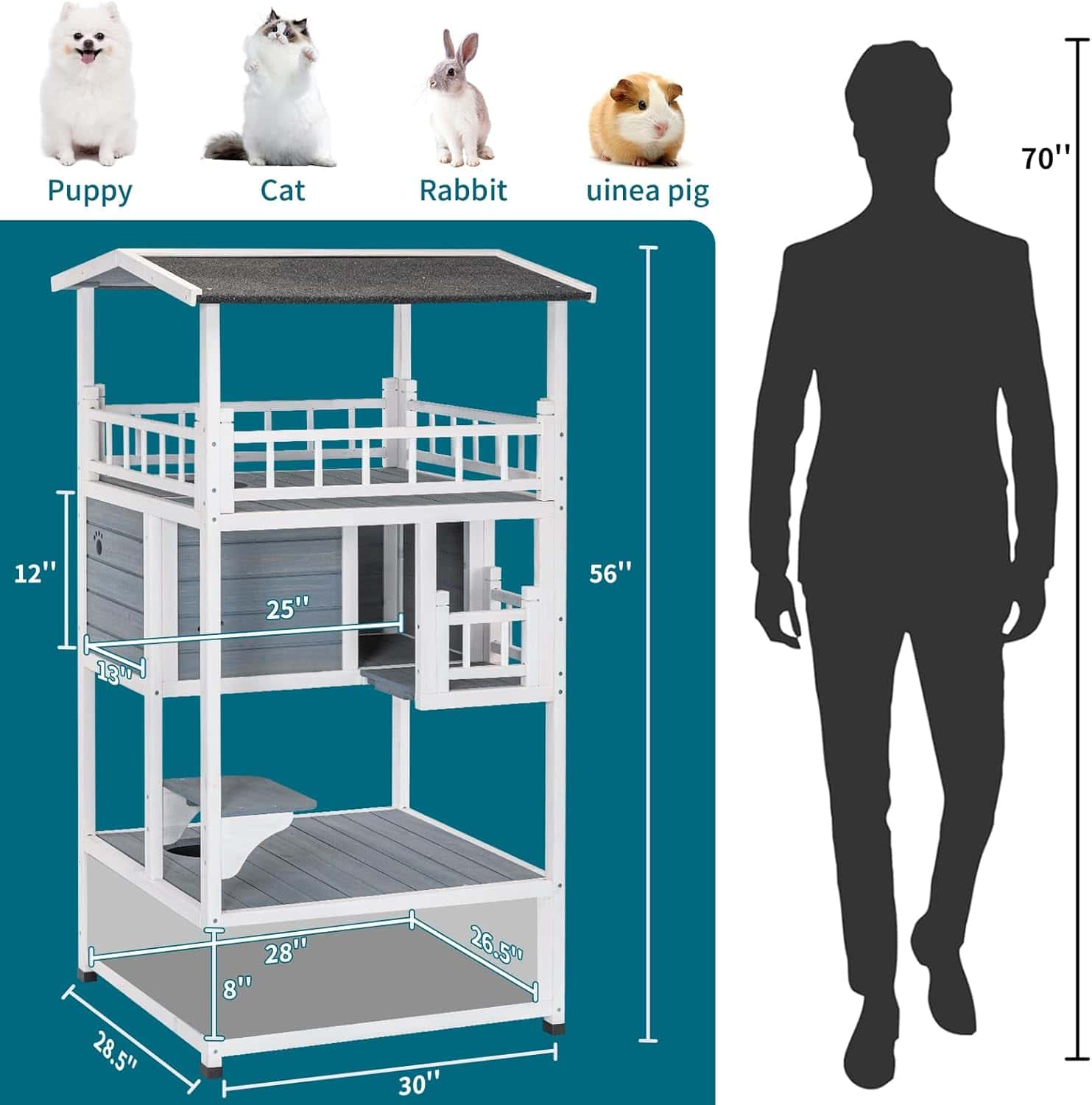 PETSFIT Outdoor Cat House Cat Tree Cat Condo Cat Shelter