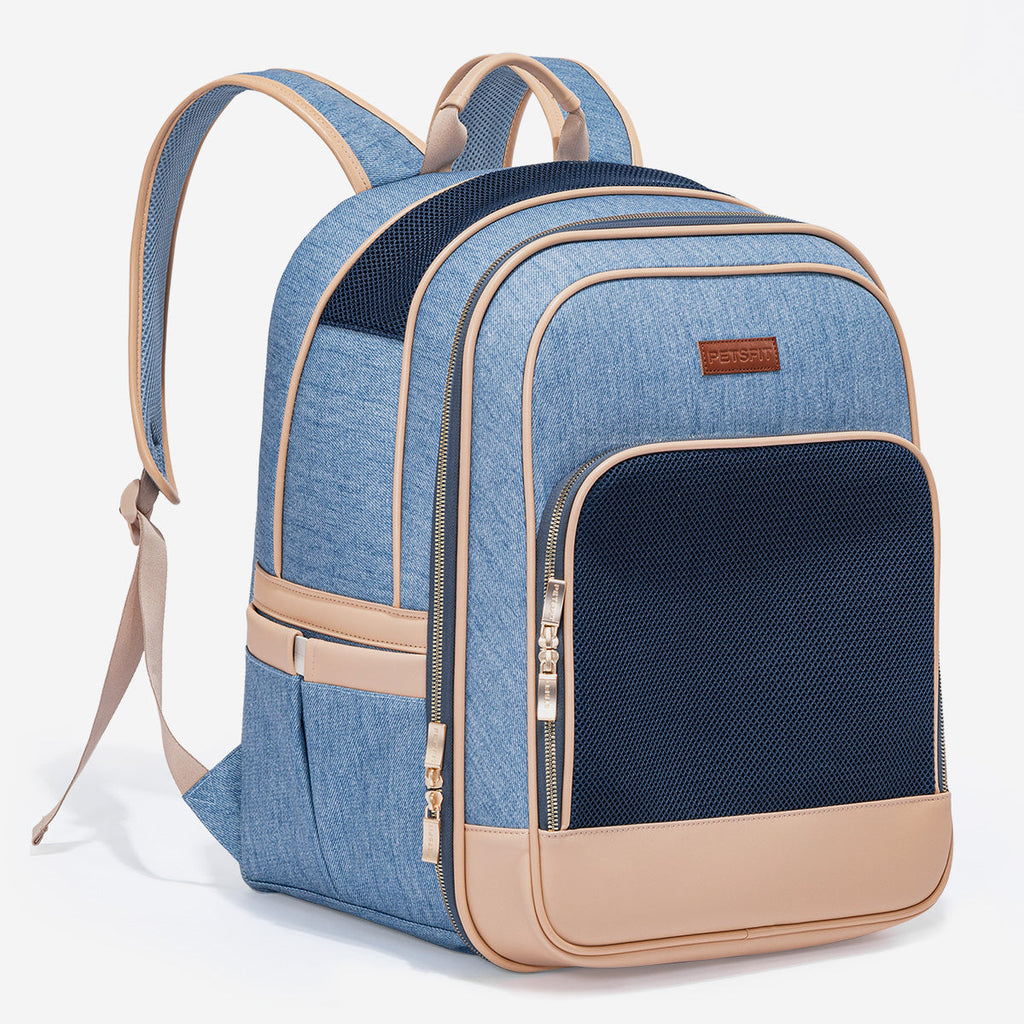 PETSFIT Vira Blazer Trendy Denim Pet Carrier Backpack