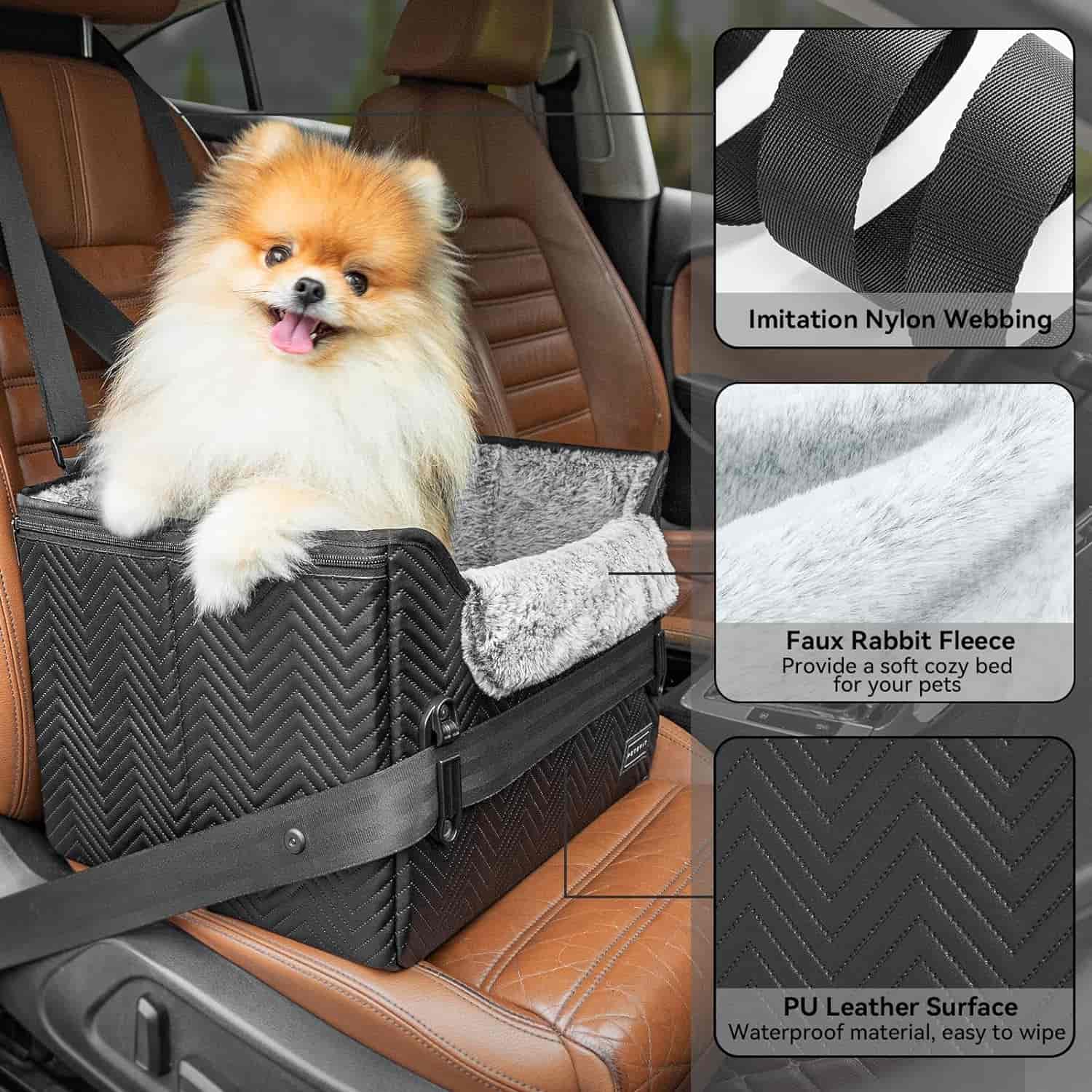 PETSFIT Dog Booster Car Seat Waterproof PU Leather