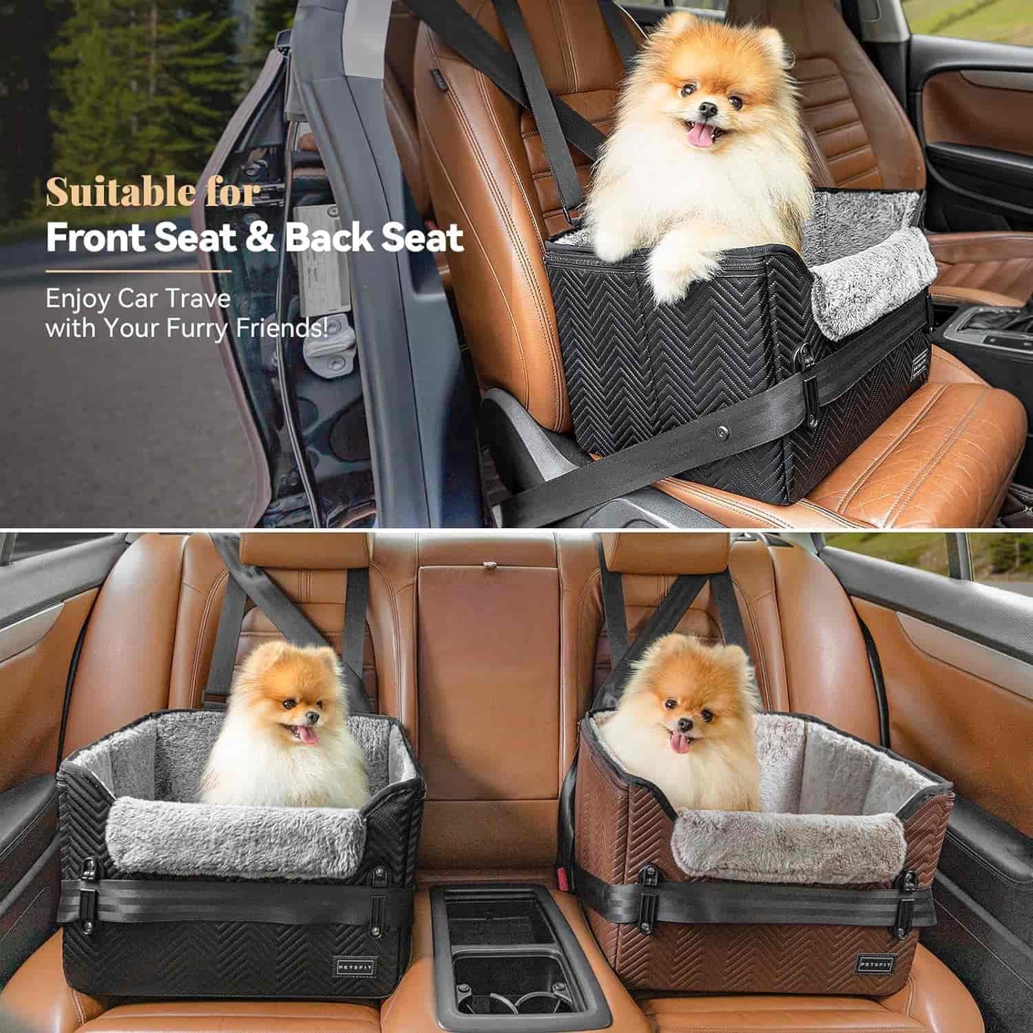 PETSFIT Dog Booster Car Seat Waterproof PU Leather