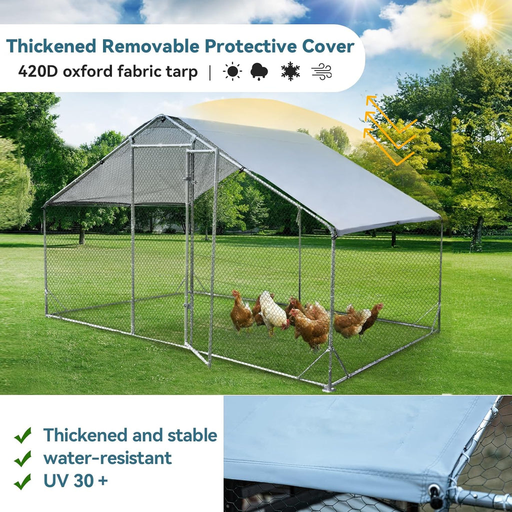 PETSFIT Large Metal Chicken Coop Walk-In with Anti-Rust Durable Steel  Hen House