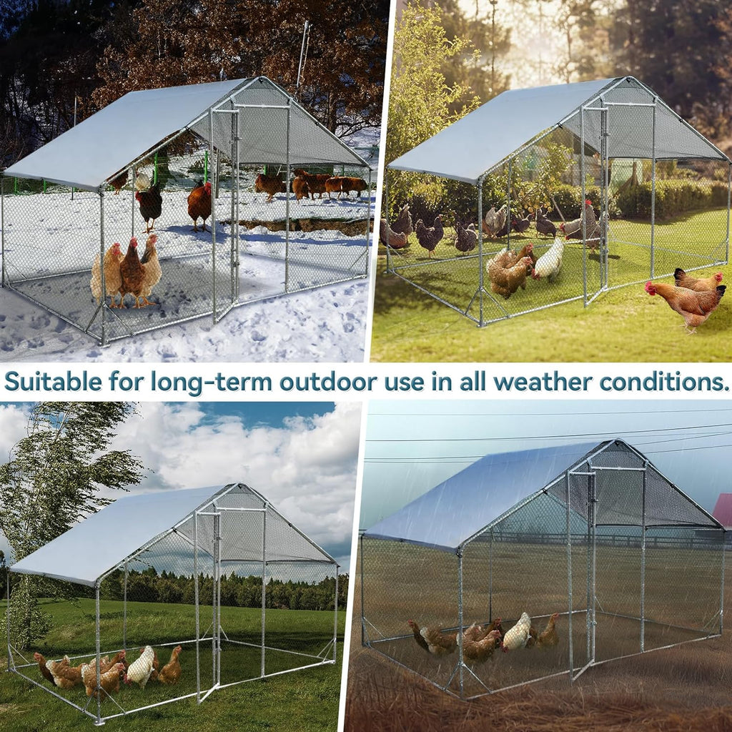 PETSFIT Large Metal Chicken Coop Walk-In with Anti-Rust Durable Steel  Hen House