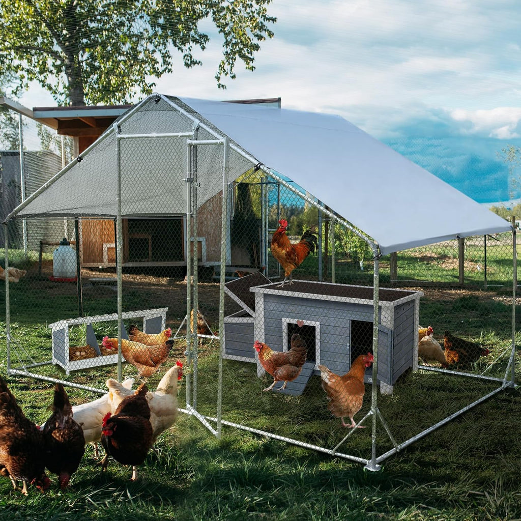 PETSFIT Large Metal Chicken Coop Walk-In with Anti-Rust Durable Steel  Hen House