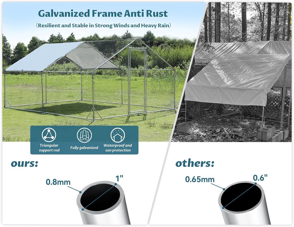 PETSFIT Metal Chicken Coop with Anti-Rust Durable Steel & 420D Anti-Ultraviolet Waterproof Cover