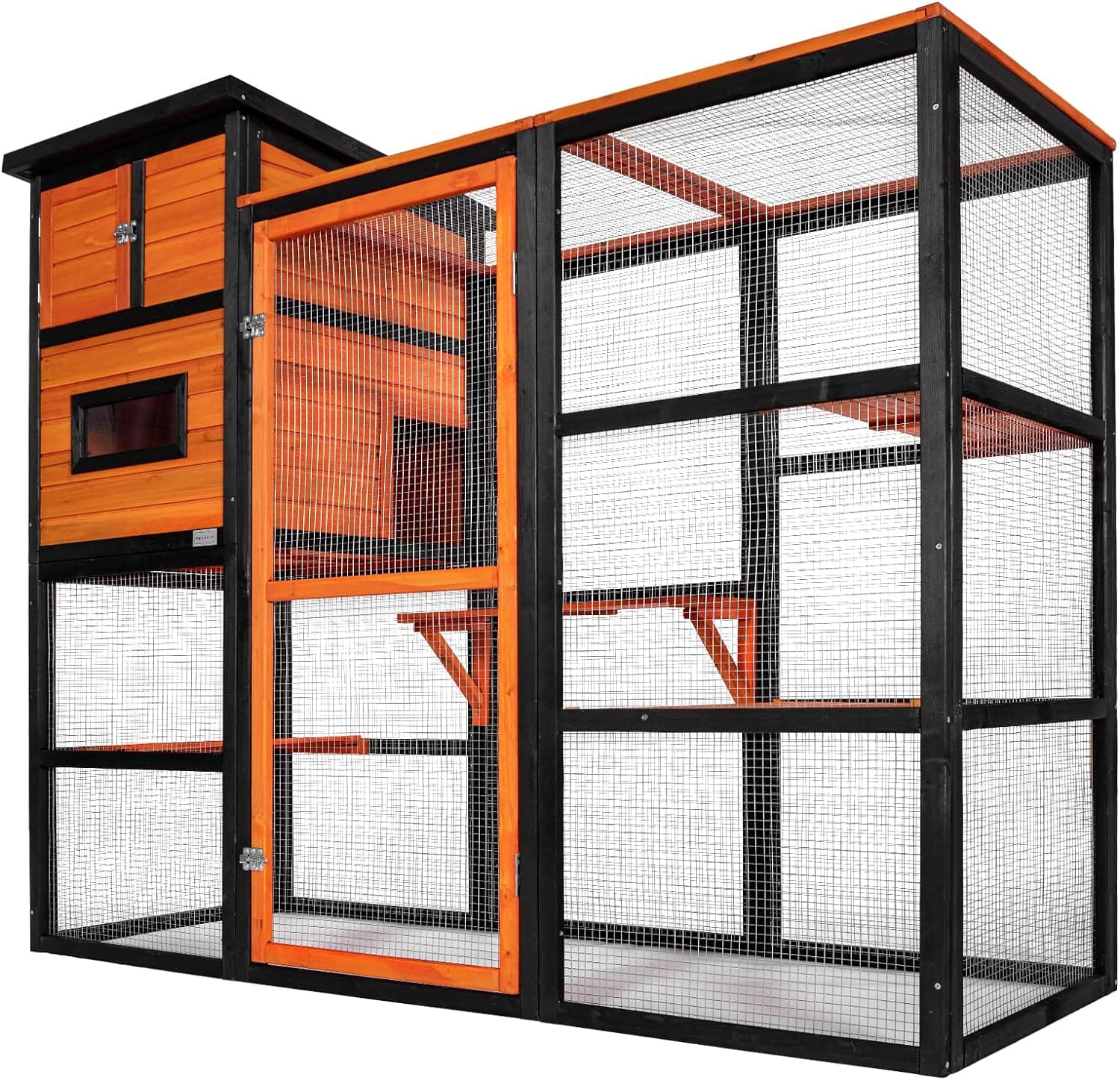 PETSFIT Outdoor Wooden Chicken Coop Hen House Ramps Run Nesting Box 4 Access