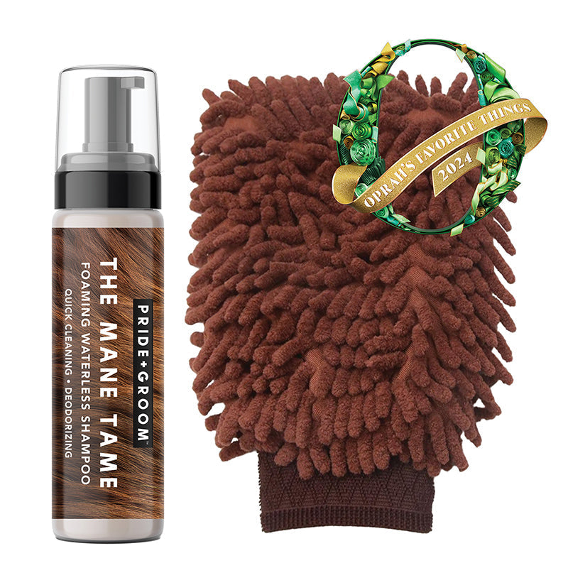 THE MITT KIT | Dog grooming set with waterless shampoo & dual-sided grooming mitt for dogs & cats.