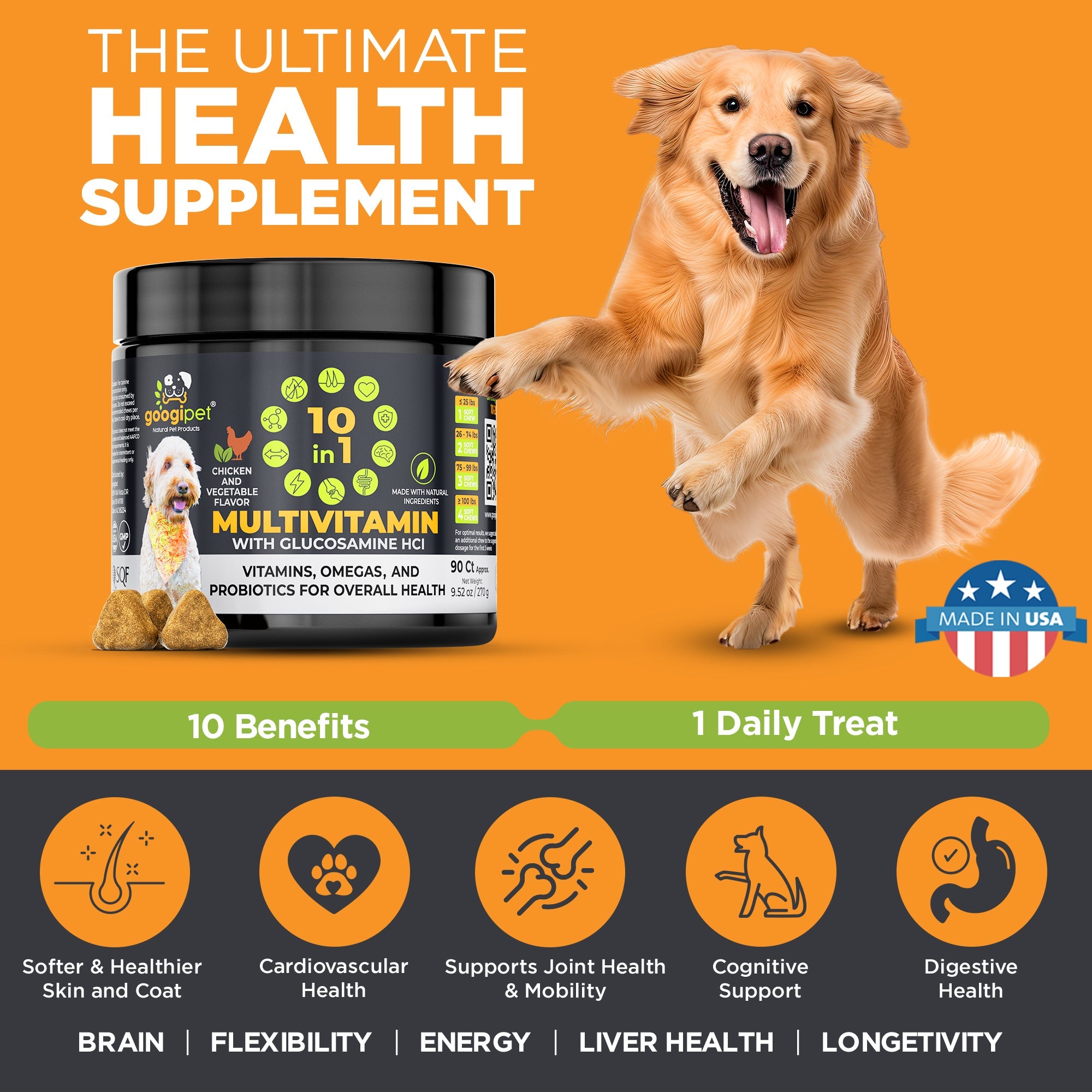 Googipet 10 in 1 Multivitamin Chews for Dogs (Chicken Flavor)