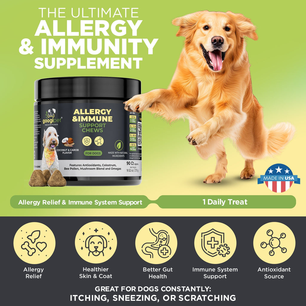 Googipet Allergy & Immune Support Chews for Dogs (Coconut & Carob Flavor)