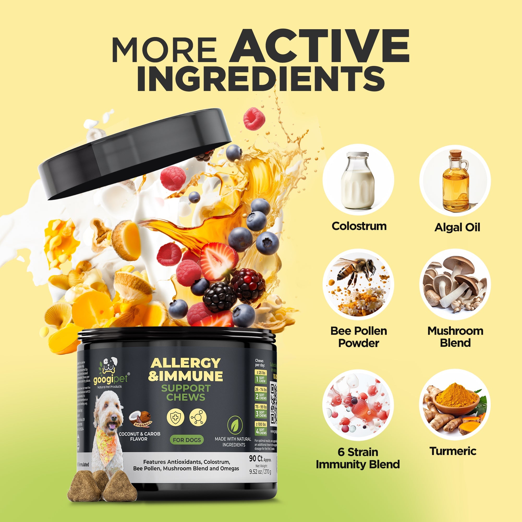 Googipet Allergy & Immune Support Chews for Dogs (Coconut & Carob Flavor)