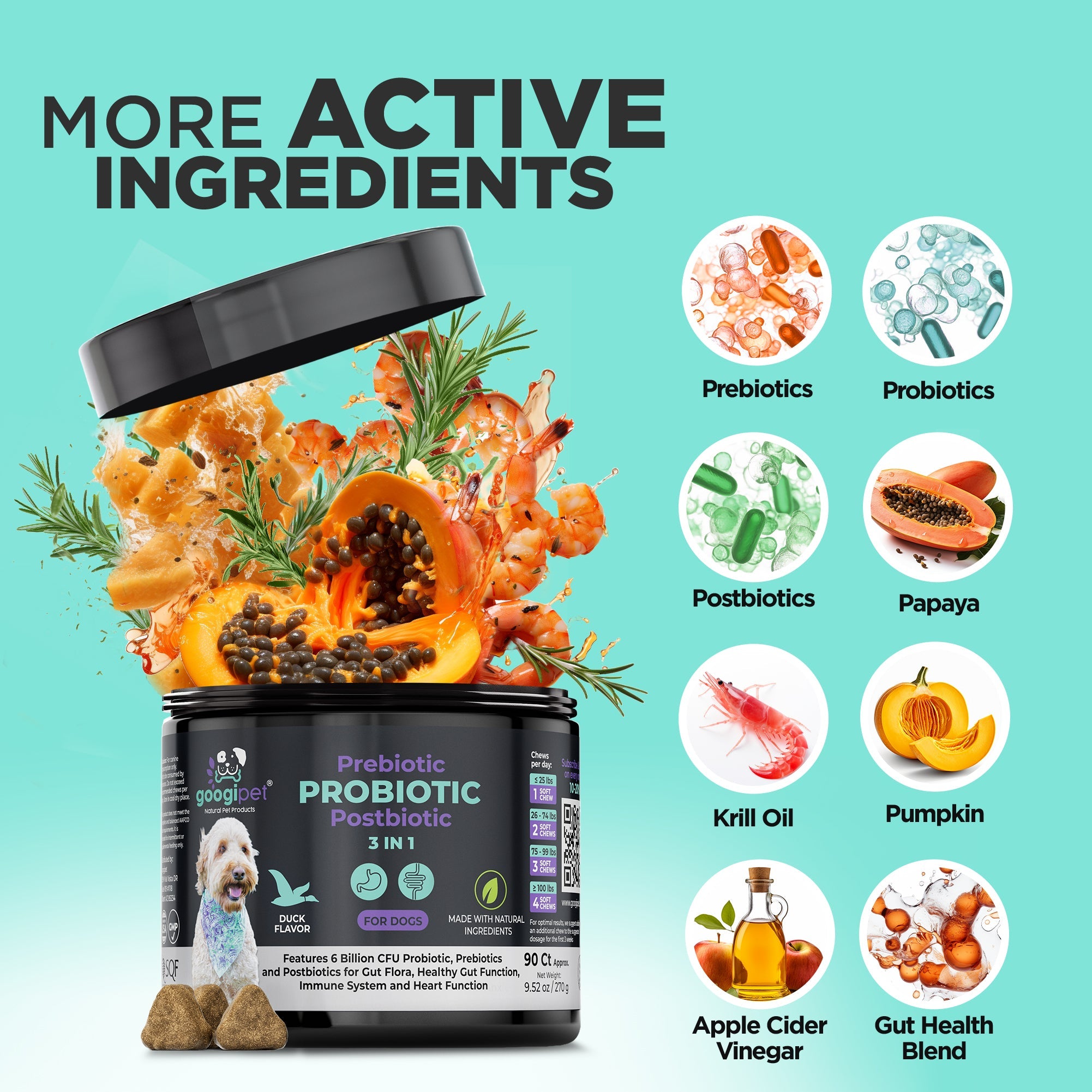 Googipet 3 in 1 Probiotic Chews for Dogs