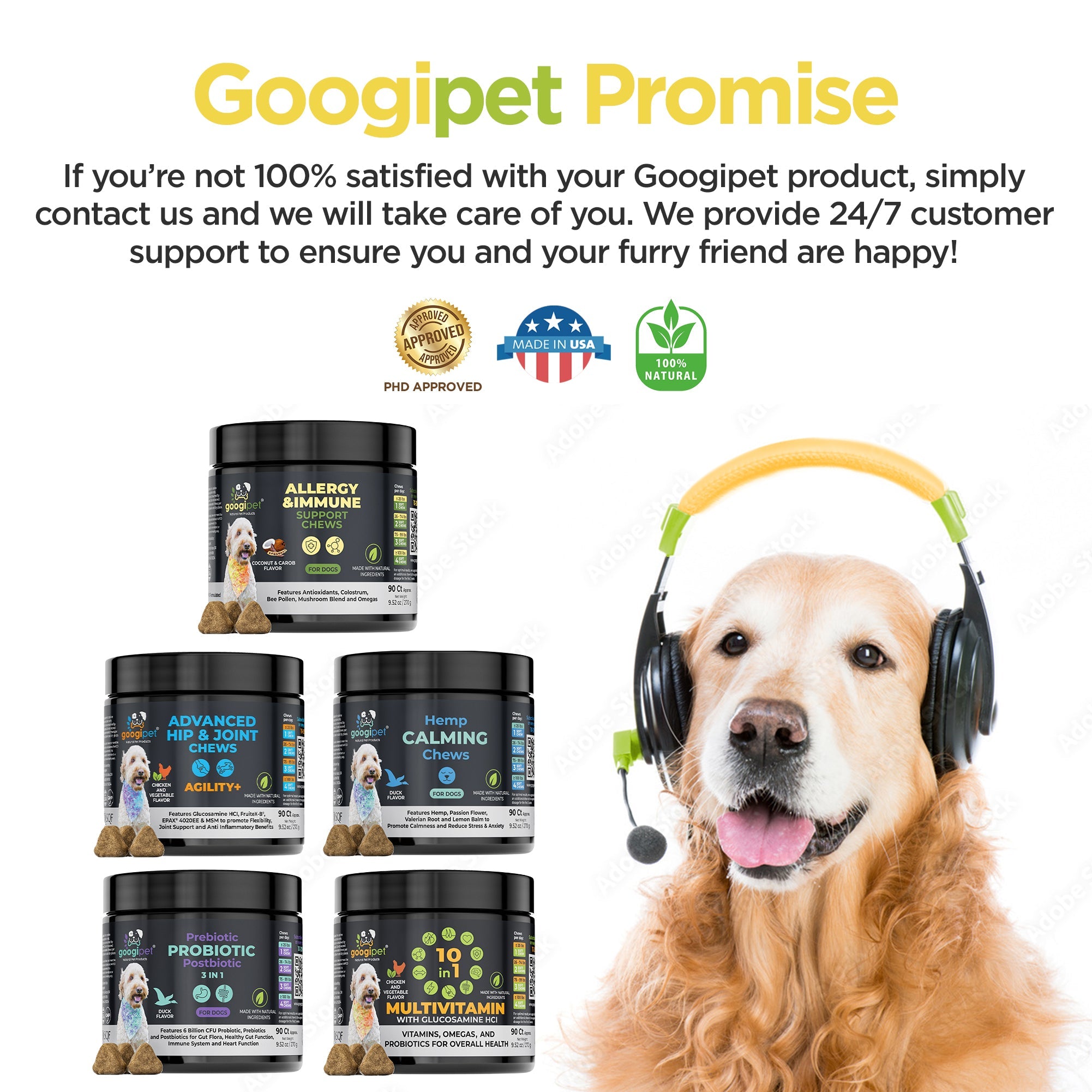 Googipet Allergy & Immune Support Chews for Dogs (Peanut Butter Flavor)