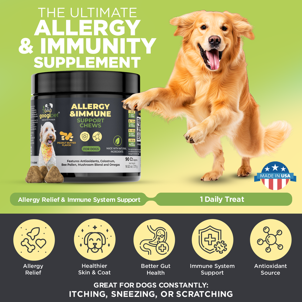 Googipet Allergy & Immune Support Chews for Dogs (Peanut Butter Flavor)