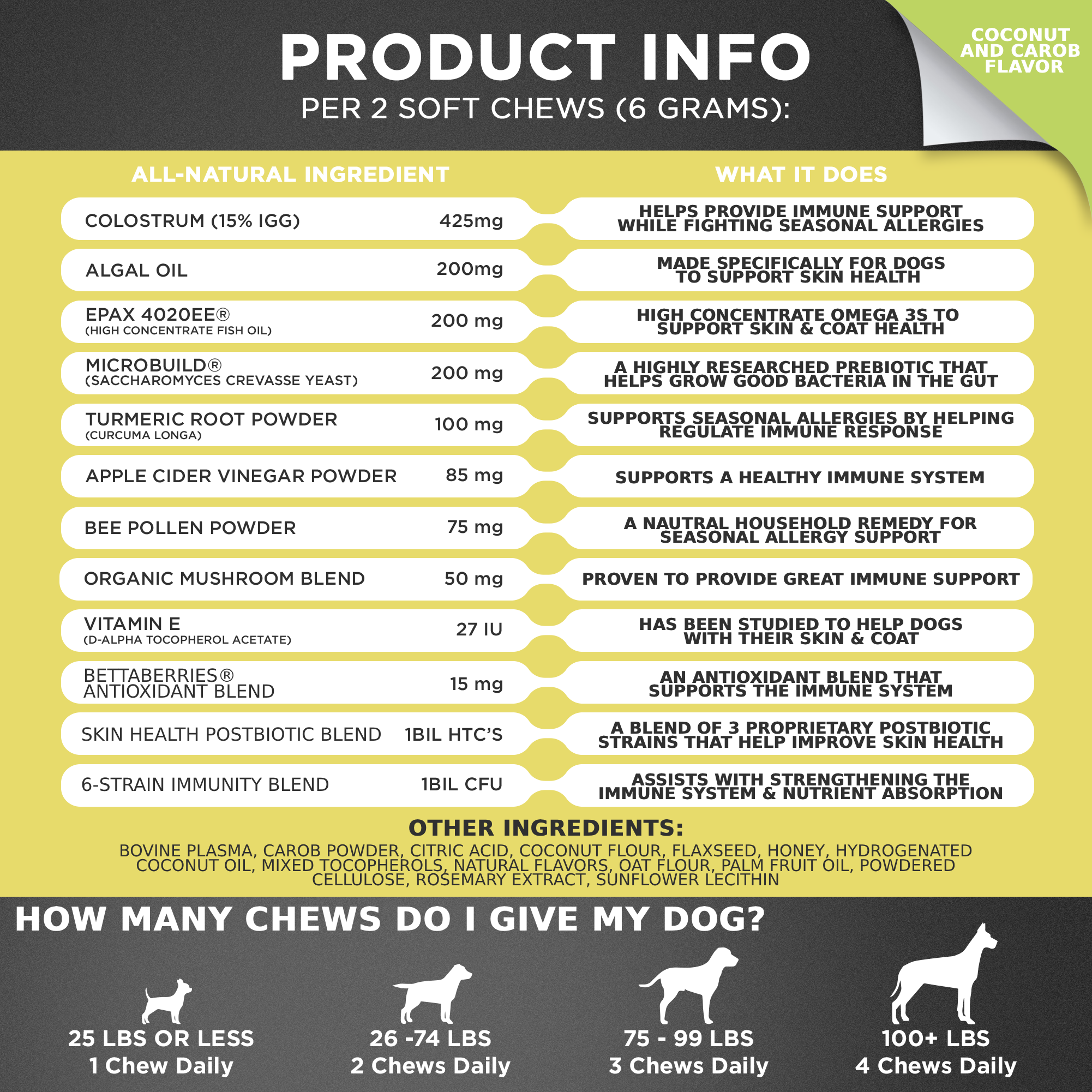 Googipet Allergy & Immune Support Chews for Dogs (Coconut & Carob Flavor)