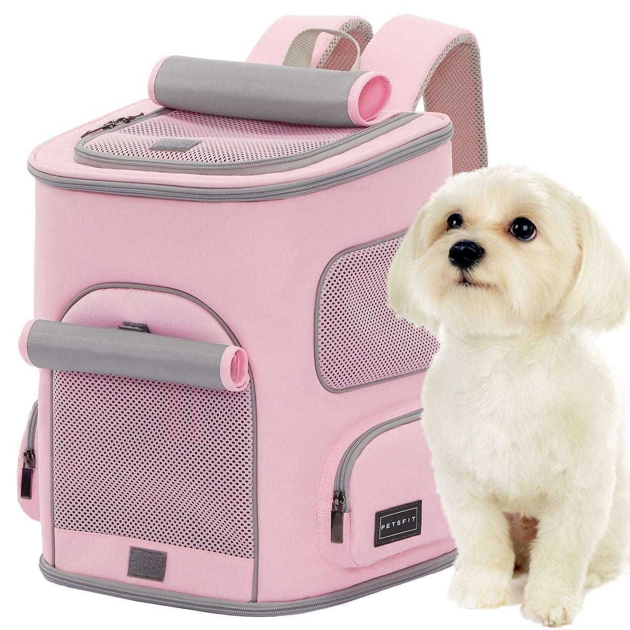 PETSFIT Pet Carrier Backpack with Fully Ventilated Collapsible | Pink