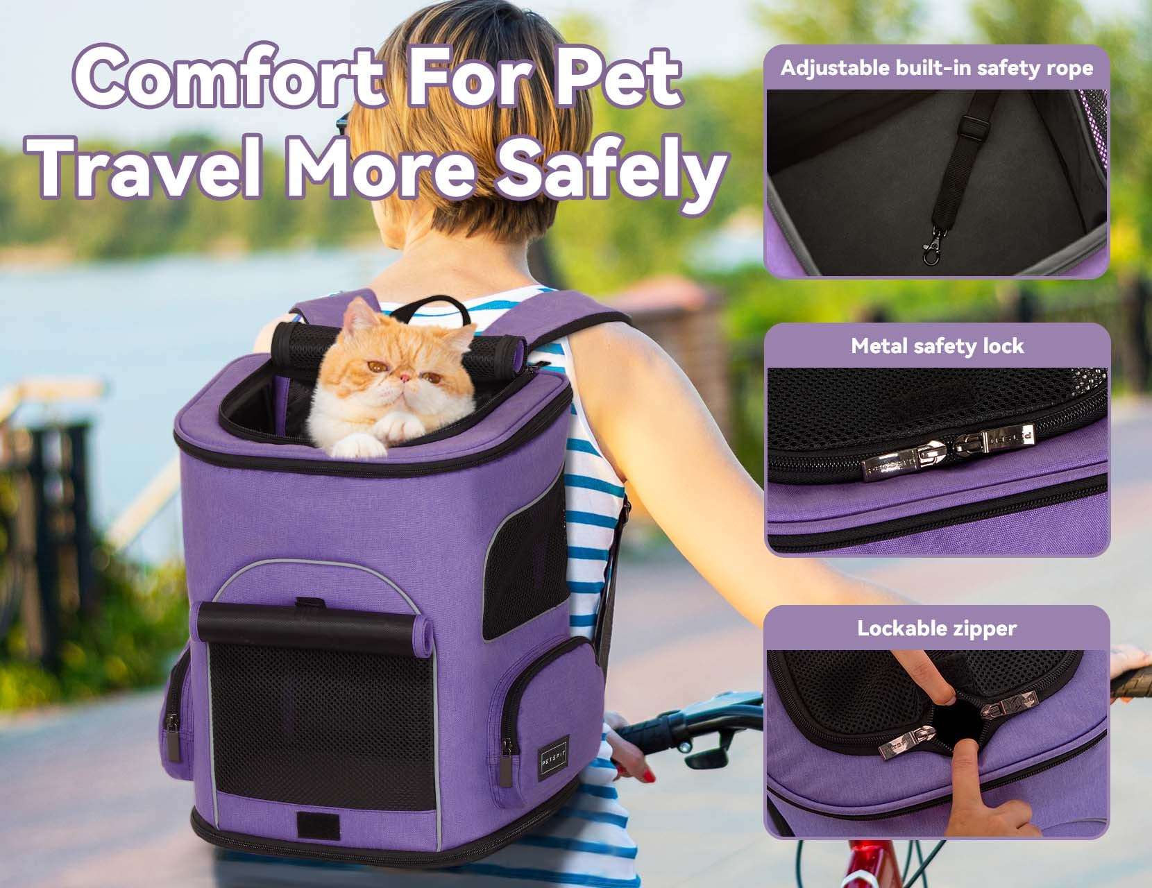 PETSFIT Pet Carrier Backpack with Upgraded Waist Protection Fully Ventilated Collapsible