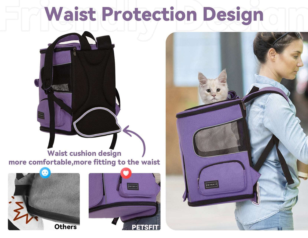 PETSFIT Pet Carrier Backpack with Upgraded Waist Protection Fully Ventilated Collapsible