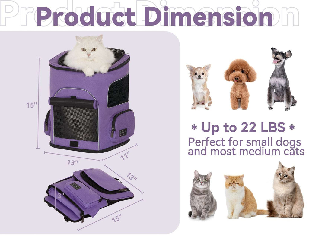 PETSFIT Pet Carrier Backpack with Upgraded Waist Protection Fully Ventilated Collapsible