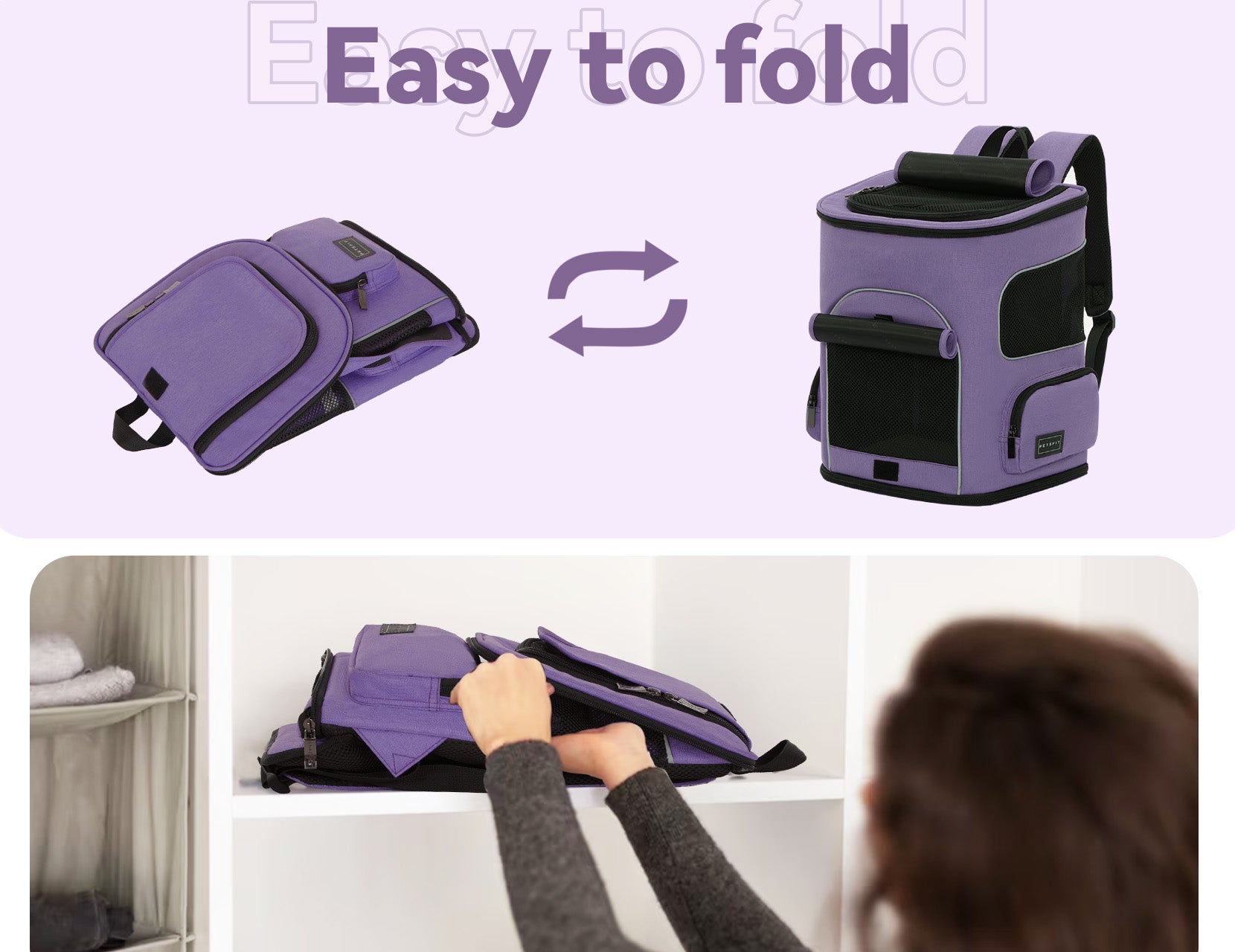 PETSFIT Pet Carrier Backpack with Upgraded Waist Protection Fully Ventilated Collapsible