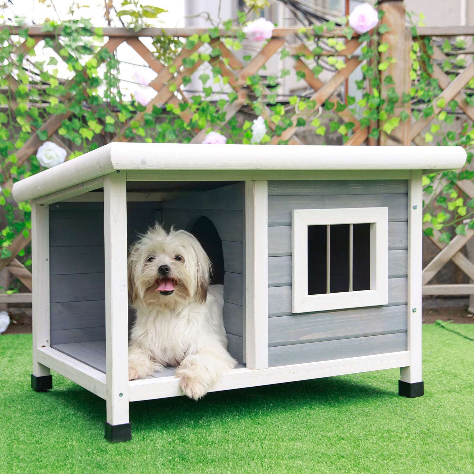 PETSFIT Outdoor  Dog House Wooden for Small Dogs