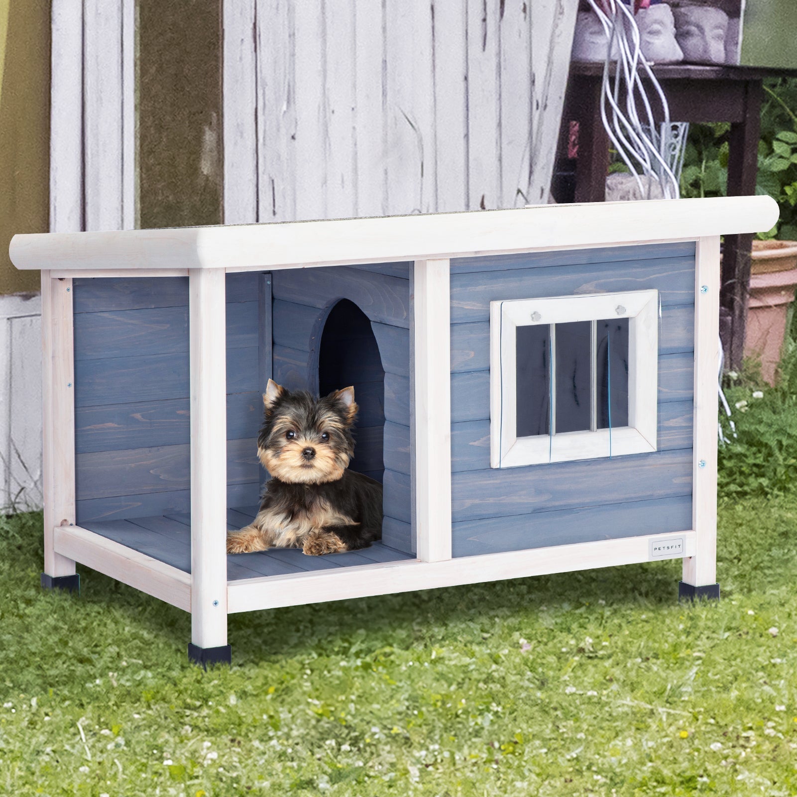 PETSFIT Outdoor  Dog House Wooden for Small Dogs