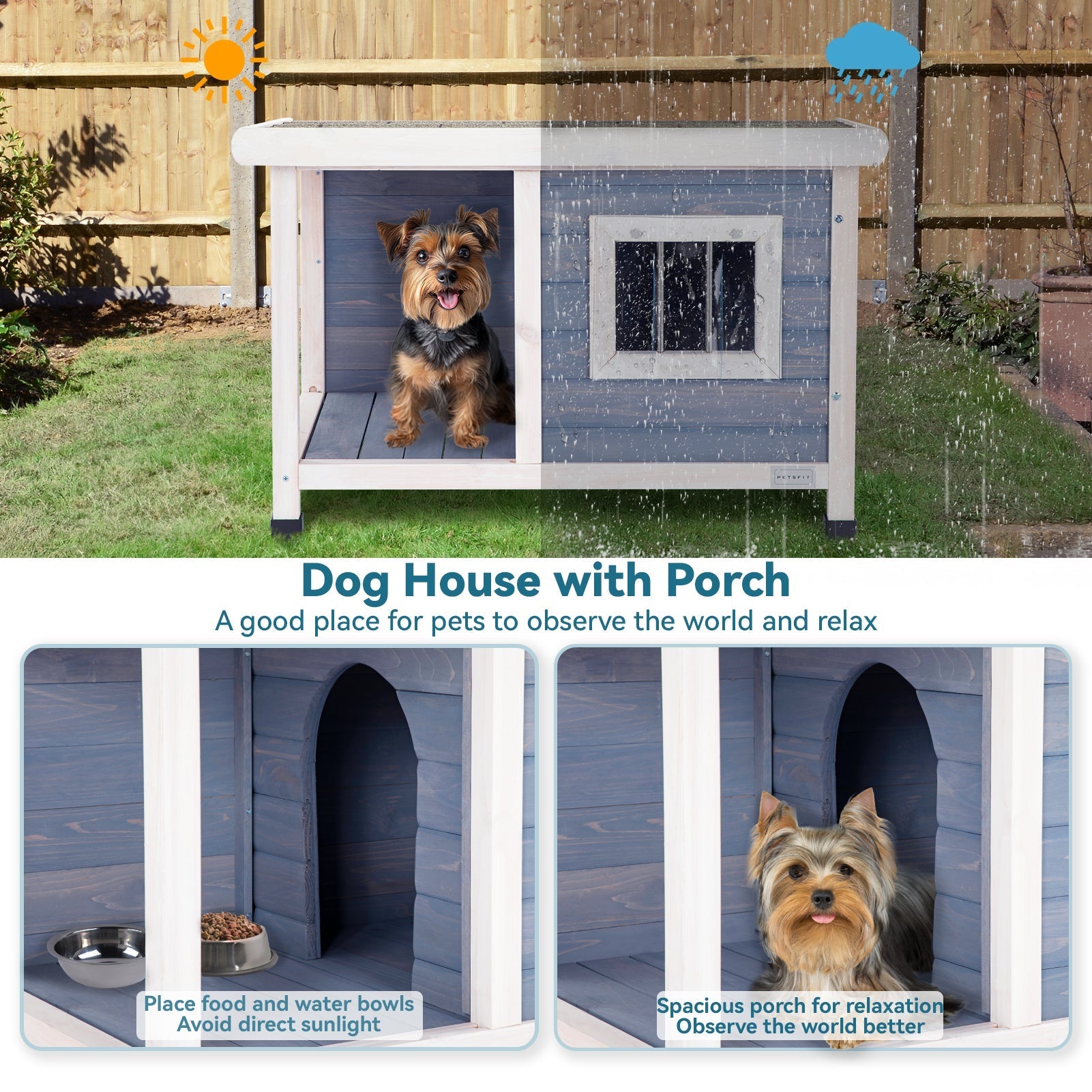 PETSFIT Outdoor  Dog House Wooden for Small Dogs