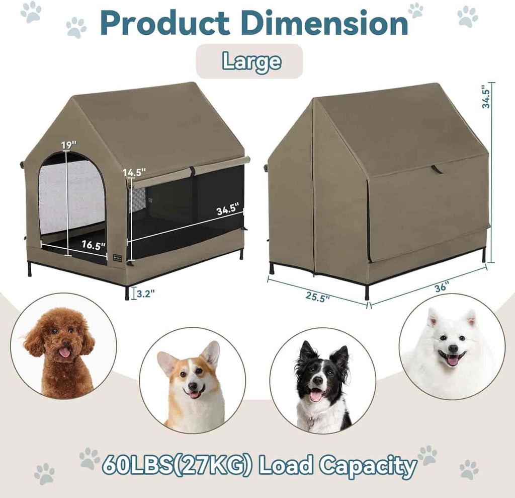 PETSFIT Modern Dog House 36 Inch Portable Large Dog House Featuring Elevated Dog Bed