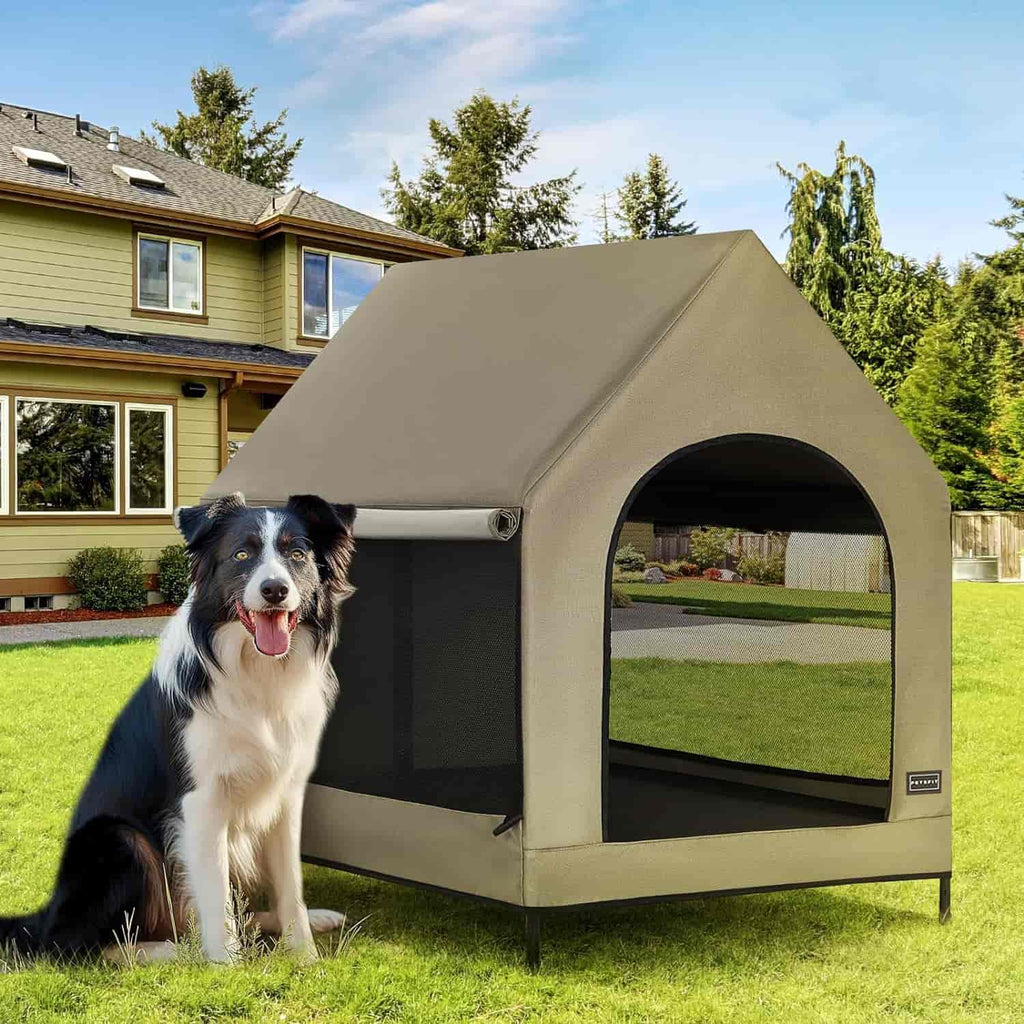 PETSFIT Modern Dog House 36 Inch Portable Large Dog House Featuring Elevated Dog Bed