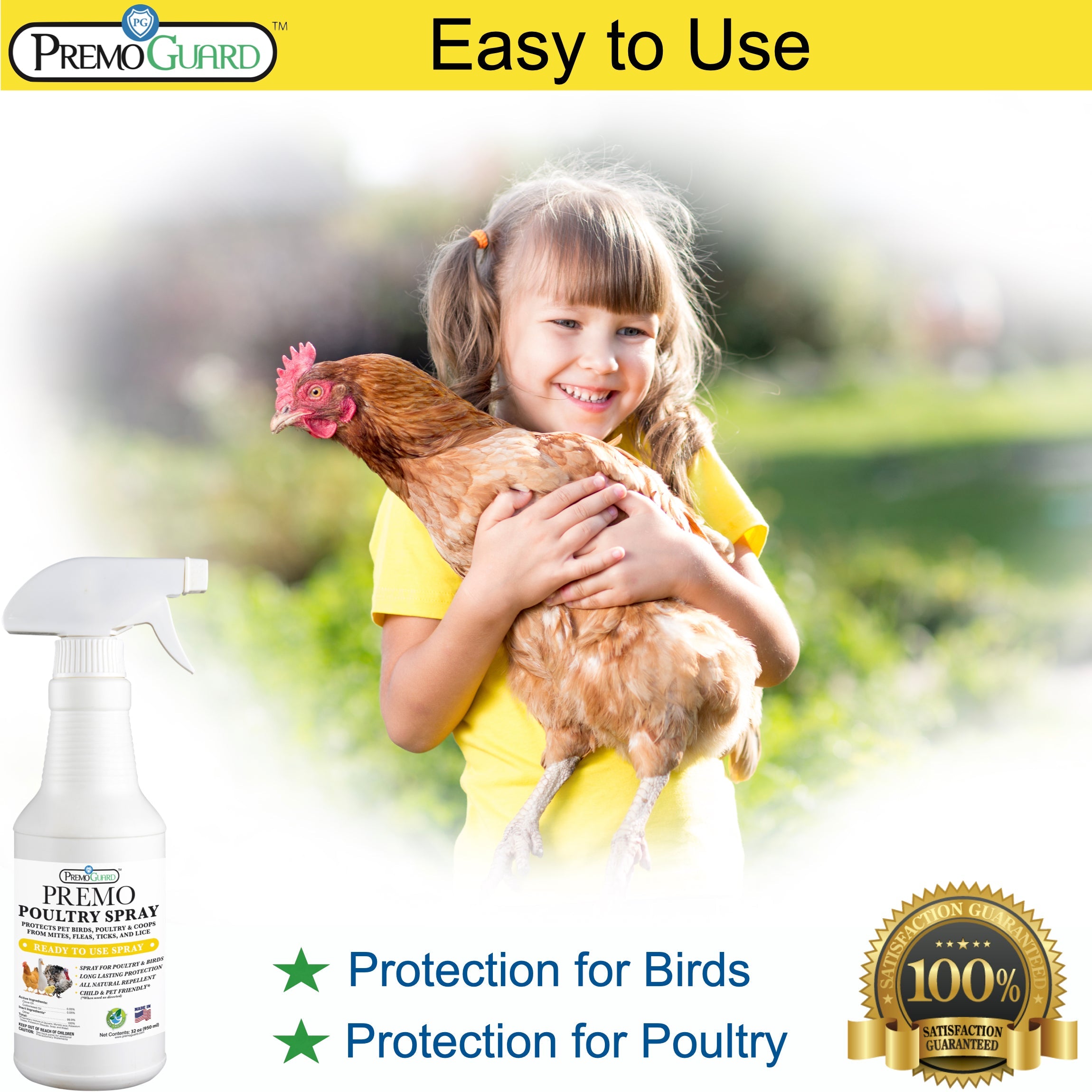 Poultry Spray - Plant Based All Natural Non-Toxic - By Premo Guard