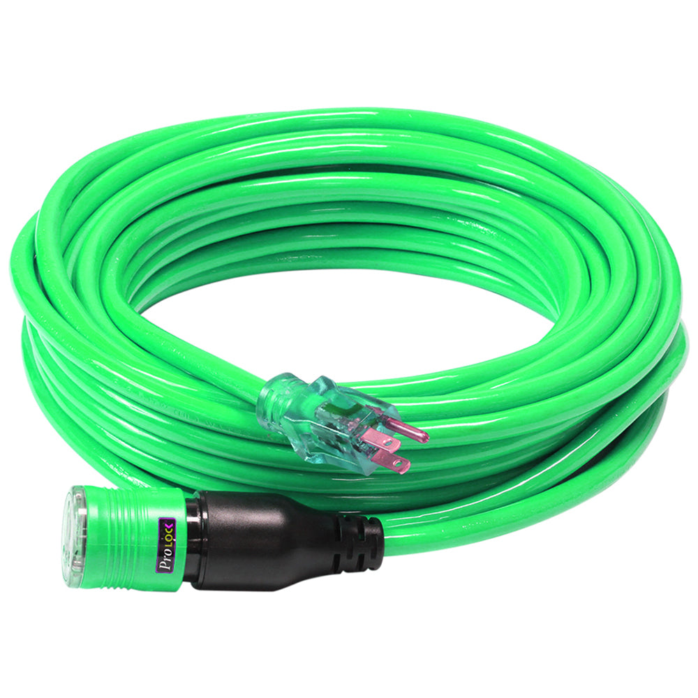 Pro Lock 12/3 SJTW Lighted Extension Cord with CGM - 50 ft., Green