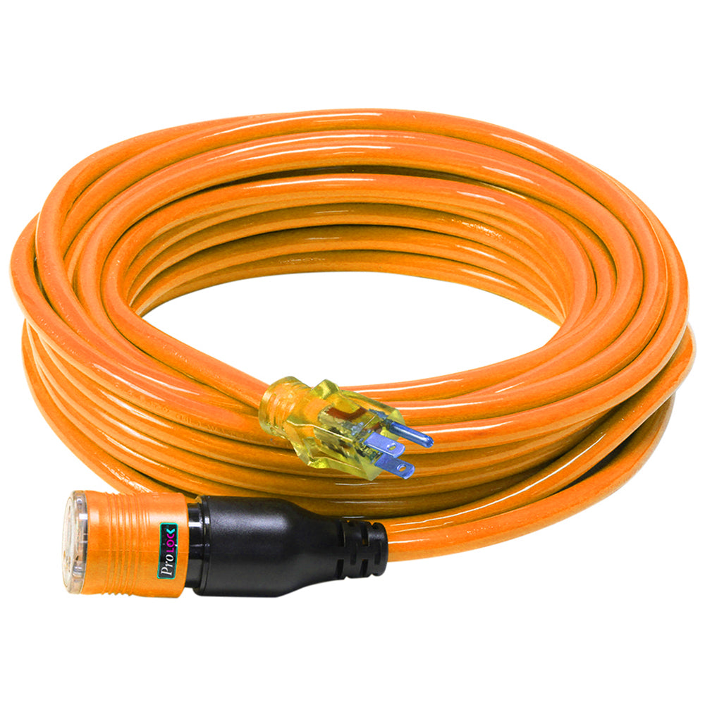 Pro Lock 12/3 SJTW Lighted Extension Cord with CGM - 50 ft., Orange