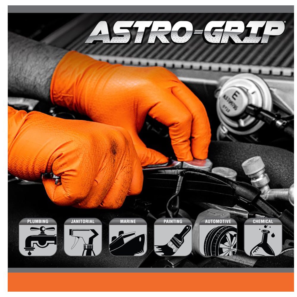 SAS Astro Grip Powder Free Nitrile Gloves, 7 Mil, Orange - Medium (box of 100)