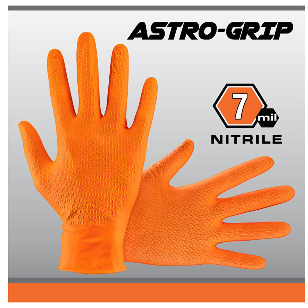 SAS Astro Grip Powder Free Nitrile Gloves, 7 Mil, Orange - Medium (box of 100)