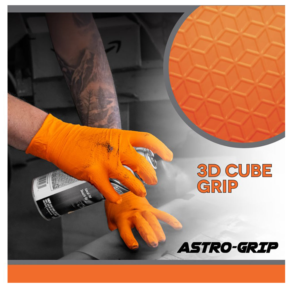 SAS Astro Grip Powder Free Nitrile Gloves, 7 Mil, Orange - Large (box of 100)