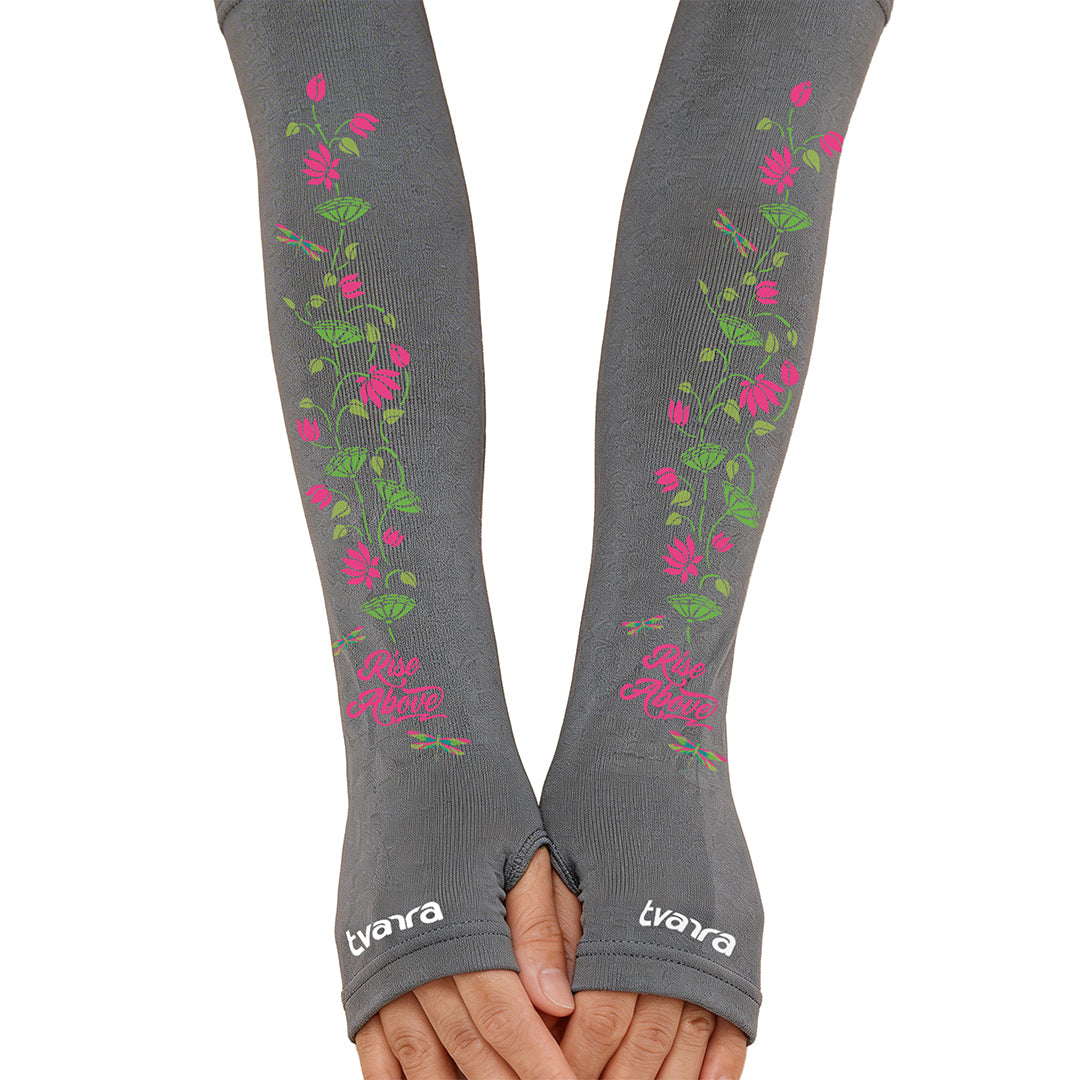 Rise Above Arm Sleeves for Women - Grey