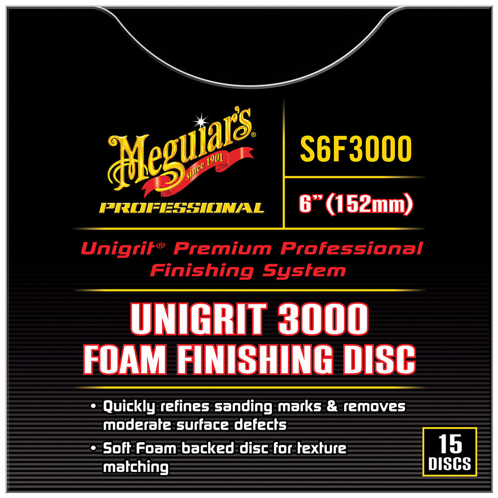 Meguiar's Unigrit Foam Sanding Discs, S6F3000 - 6", 3000 grit (box of 15)