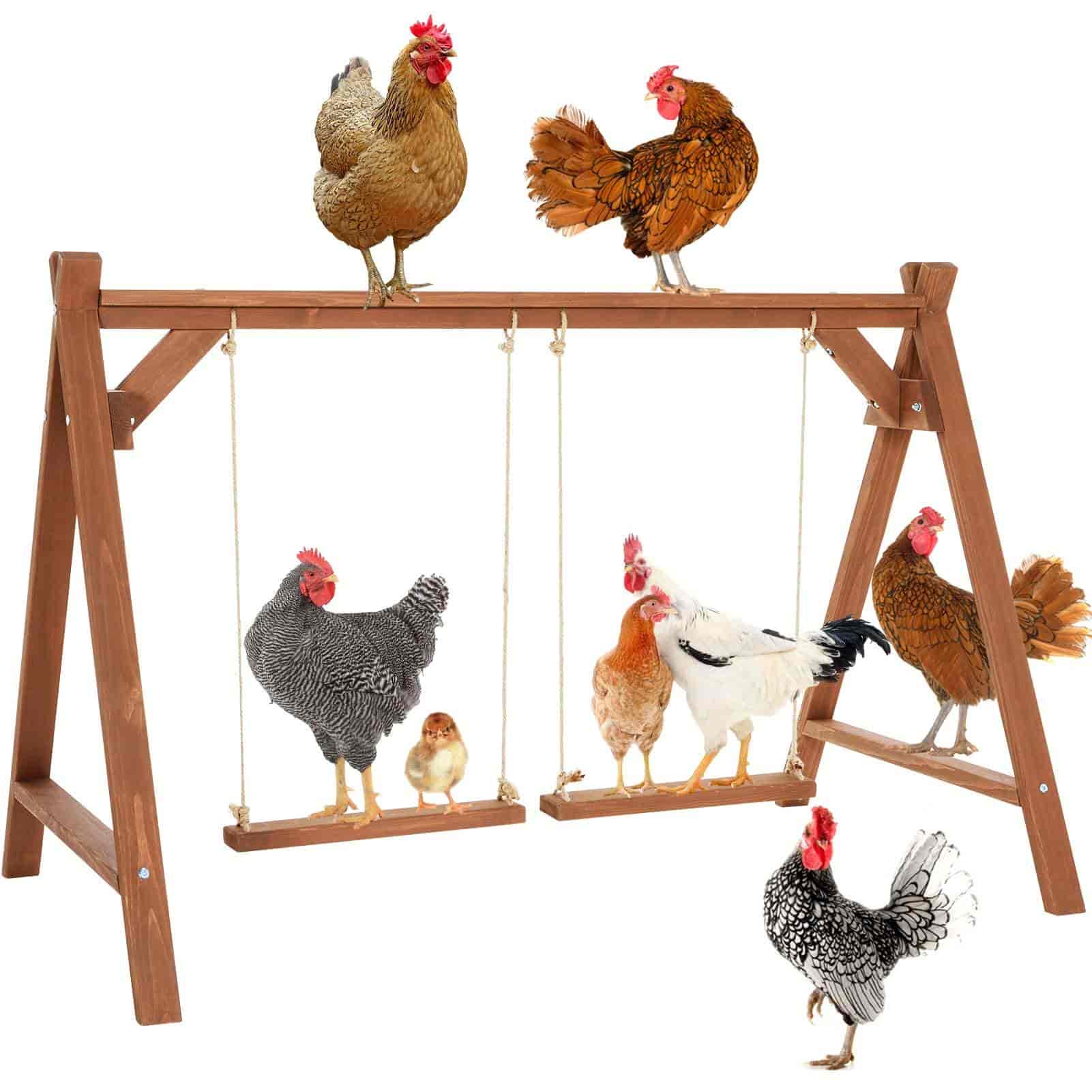 PETSFIT 2 Chicken Swings And Toys Chicken Perch for 6-8 Chickens
