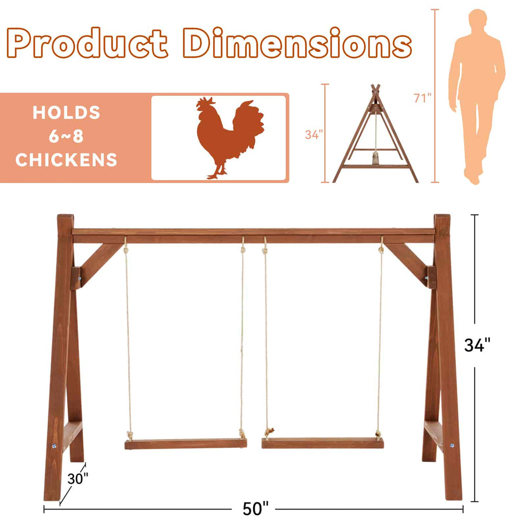 PETSFIT 2 Chicken Swings And Toys Chicken Perch for 6-8 Chickens