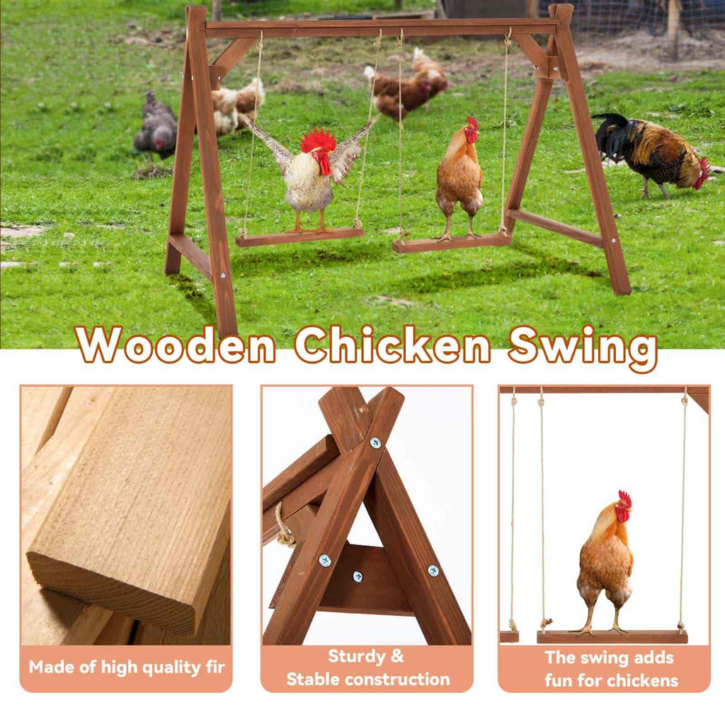 PETSFIT 2 Chicken Swings And Toys Chicken Perch for 6-8 Chickens