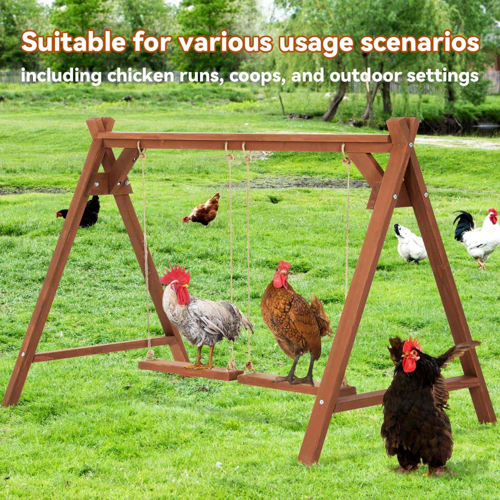 PETSFIT 2 Chicken Swings And Toys Chicken Perch for 6-8 Chickens