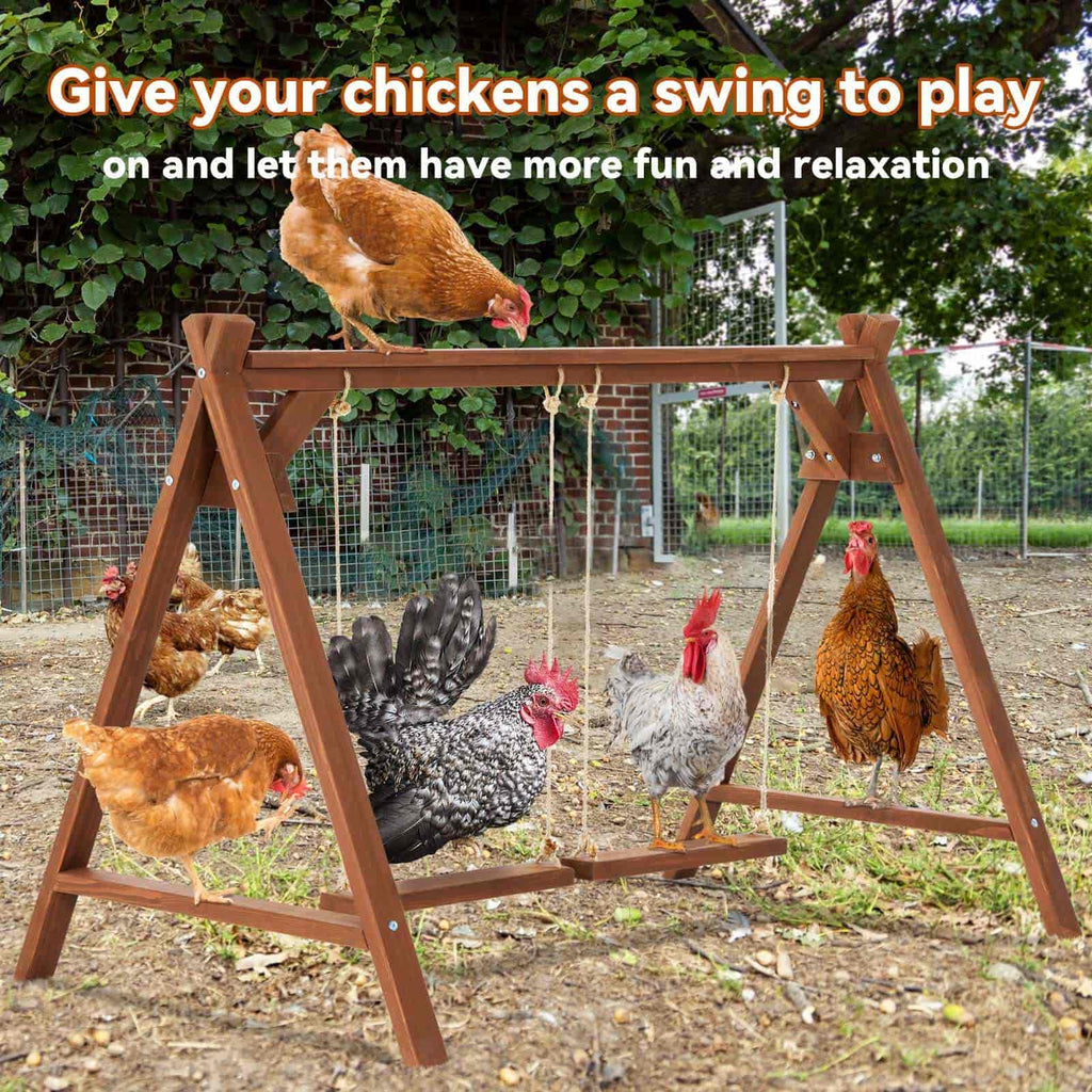 PETSFIT 2 Chicken Swings And Toys Chicken Perch for 6-8 Chickens