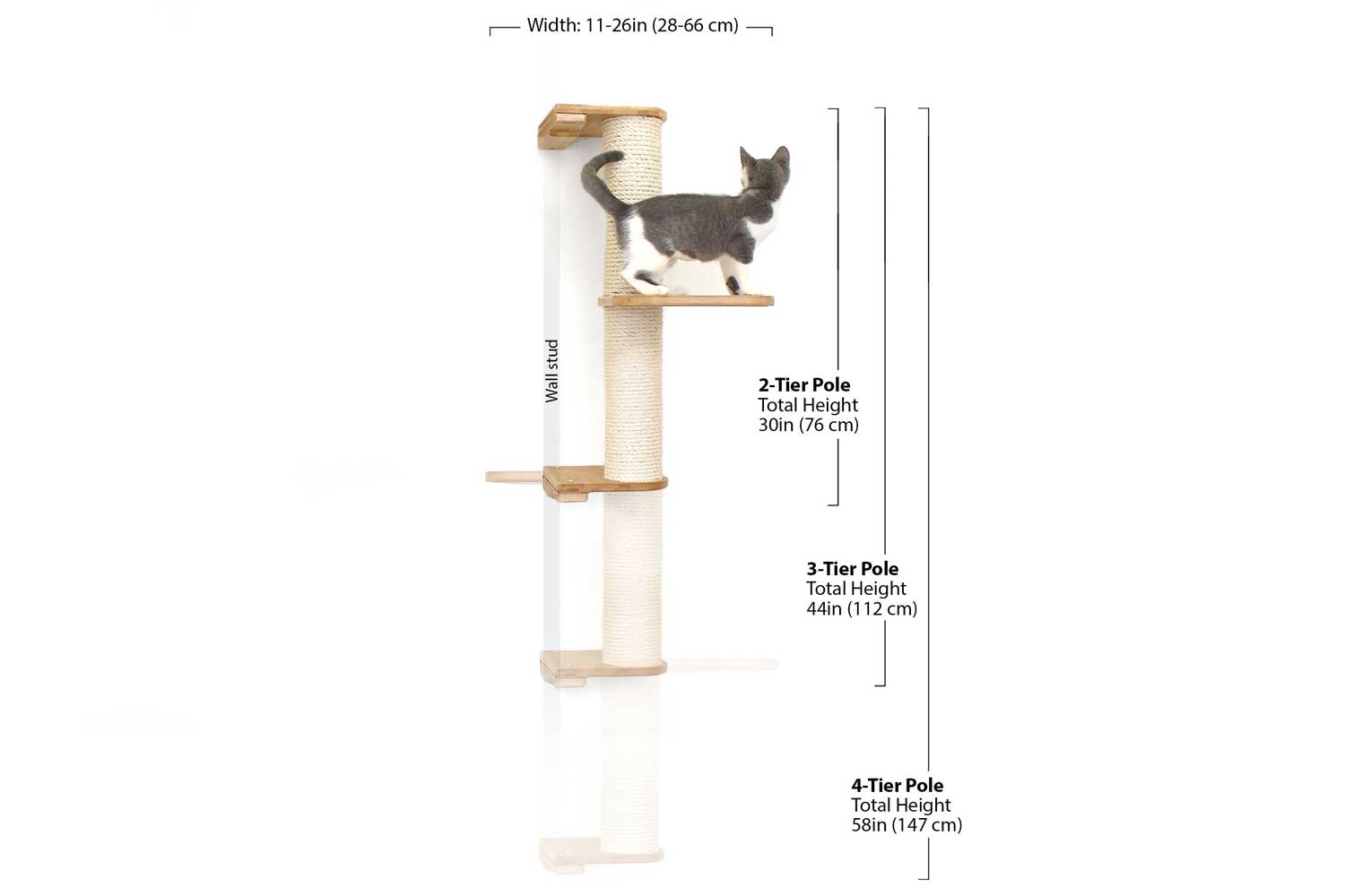 Catastrophic Creations Wall Mounted Cat Climbing Pole - Sisal